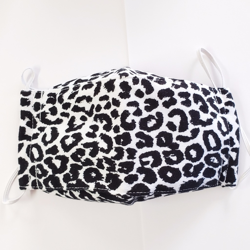 Leopard Print Black White 3 Layers Face Mask